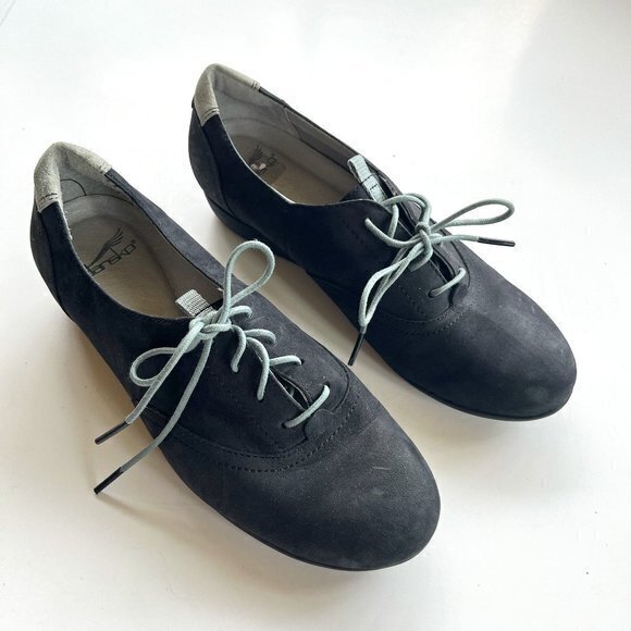 DANSKO KIMI OXFORD GREY SUEDE LACE UP‎ BLACK NUBUCK - Picture 1 of 6